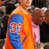 Timothée Chalamet Blue and Orange Chrome Hearts Varsity Jacket