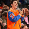 Timothée Chalamet Blue and Orange Chrome Hearts Varsity Jacket