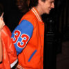 Timothée Chalamet Blue and Orange Chrome Hearts Varsity Jacket