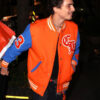 Timothée Chalamet Blue and Orange Chrome Hearts Varsity Jacket