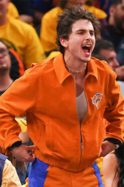 Timothee Chalamet Knicks Orange Bomber Jacket