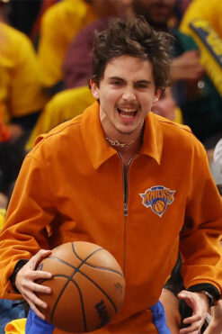 Timothee Chalamet Knicks Orange Bomber Jacket