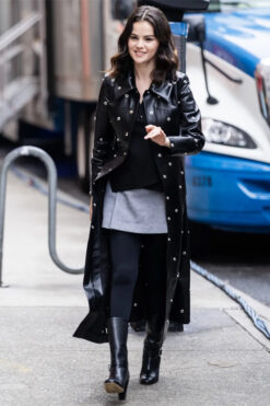 Only Murders In The Building S5 Selena Gomez Studded Leather Coat