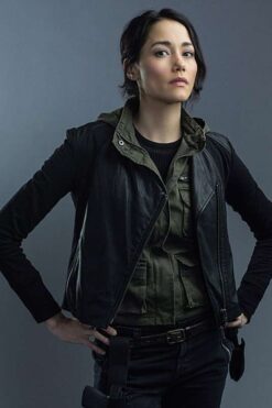 Sandrine Holt Hostage 2025 Black Leather Jacket
