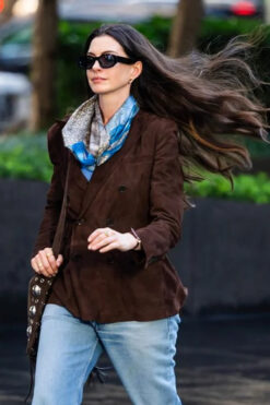 The Devil Wears Prada 2 Anne Hathaway Brown Suede Blazer