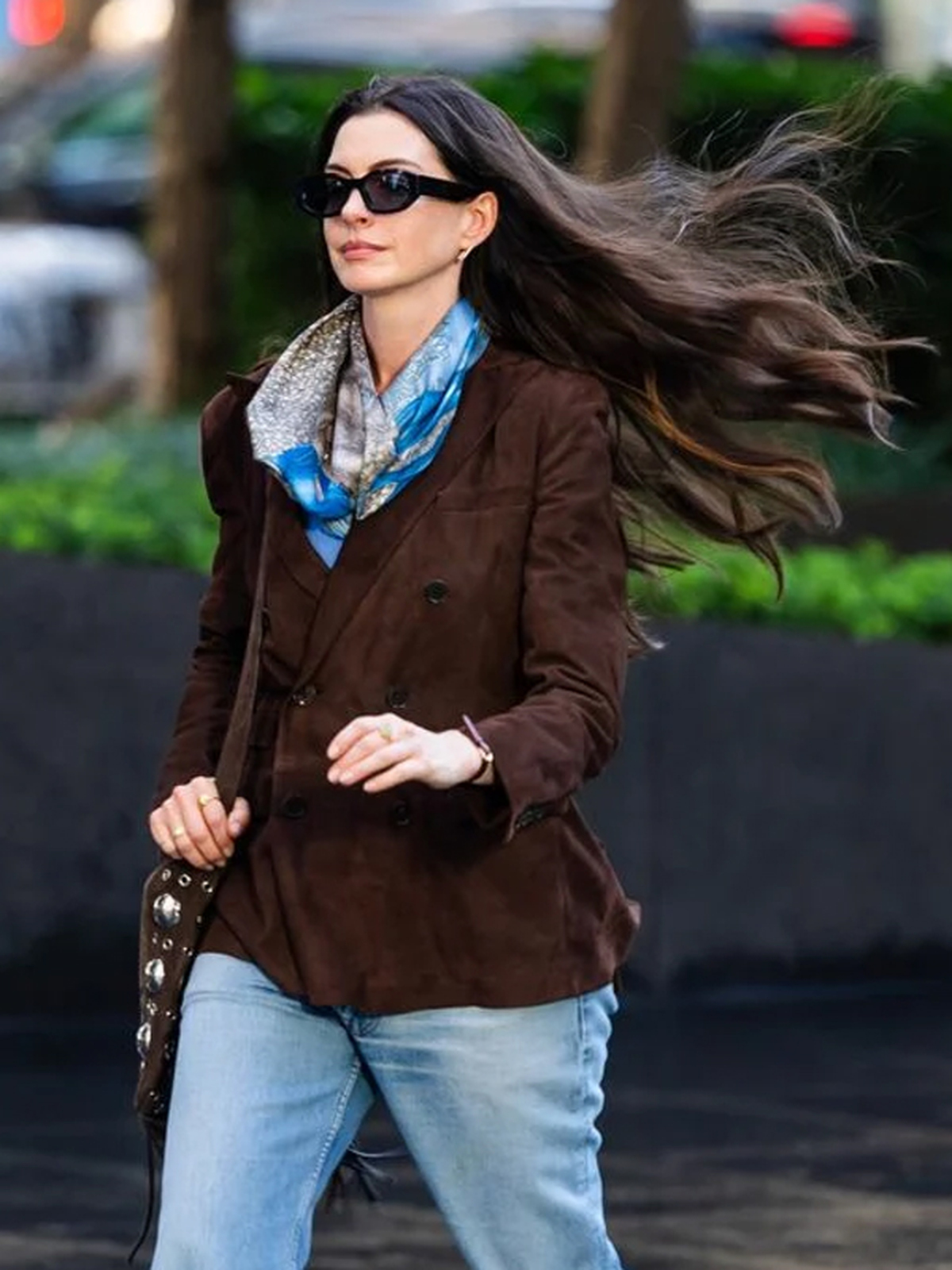 The Devil Wears Prada 2 Anne Hathaway Brown Suede Blazer
