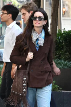 The Devil Wears Prada 2 Anne Hathaway Brown Suede Blazer
