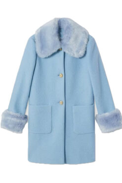 Too Much Megan Stalter Blue Wool Coat