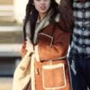 Olivia Rodrigo Brown Suede Leather Coat