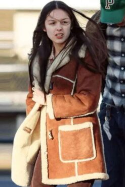 Olivia Rodrigo Brown Suede Leather Coat