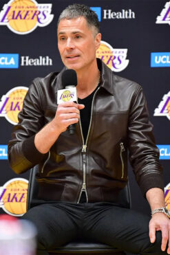 Rob Pelinka Brown Bomber Leather Jacket