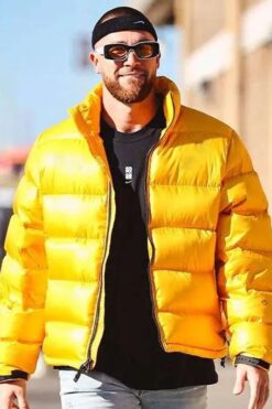Travis Kelce Yellow Puffer Jacket