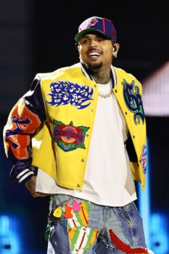 Breezy Bowl XX Tour Chris Brown Leather Bomber Jacket