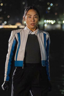 Tron Ares Greta Lee Crop Leather Jacket